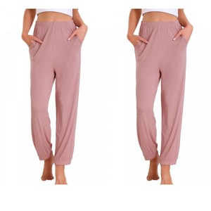 INSPIRE CHIC Women 2 Pcs Pajama Pants Soft Comfy Ankle Length Elastic Waistband With Pocket - 1 of 4
