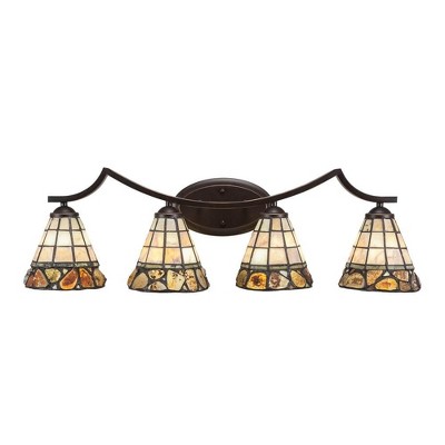Toltec Lighting Zilo 4 - Light Vanity in  Dark Granite with 7" Cobblestone Art Glass Shade