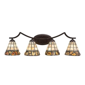 Toltec Lighting Zilo 4 - Light Vanity in  Dark Granite with 7" Cobblestone Art Glass Shade - 1 of 1