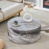 Sevobal Coffee Tables Gray Marble Textured Cylinder with Stone Finish Large Size for Living Room, Gray, 27.5"*27.5"*12" - 2 of 4