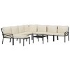 vidaXL Patio Furniture Set Sectional Sofa Patio Lounge Set with Cushions Steel - Corner + 4x Middle + 2x Footrest + 2x Chair Sand - 3 of 4