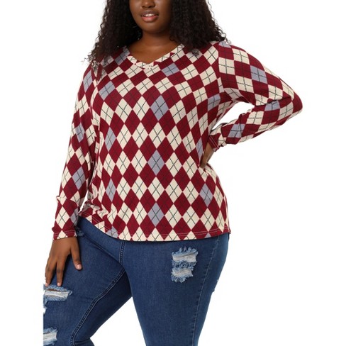 Women's plus 2025 size argyle sweaters