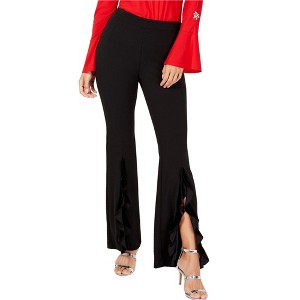 I.N.C International Concepts Womens Split Ruffle Wide Leg Stretch Casual Pants, Black, 2 - 1 of 1