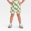 Grayson Mini Toddler Boys' Short Sleeve Wavy Check Printed Thermal Knit Shirt and Shorts Set - Green - 4 of 4