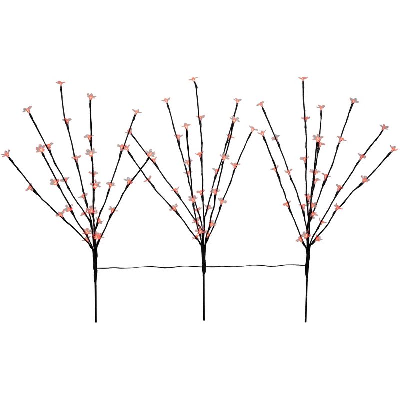 Northlight Set of 3 Pre-Lit Cherry Blossom Artificial Tree Branches 2.5' - Red LED Lights, 3 of 10