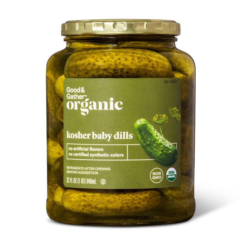 Organic Kosher Baby Dill Pickles - 32 fl oz - Good &#38; Gather&#8482;, 1 of 4