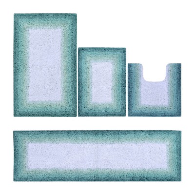 Torrent Collection 4 Piece 100% Soft Cotton Tufted Weave Bath Rug Set, Ombre Pattern, Super Soft & Absorbent, Machine Washable Bathroom Mats