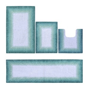 Torrent Collection 4 Piece 100% Soft Cotton Tufted Weave Bath Rug Set, Ombre Pattern, Super Soft & Absorbent, Machine Washable Bathroom Mats - 1 of 4