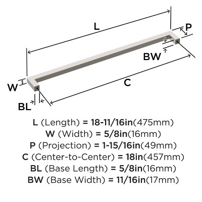 Satin Nickel 18" Modern Square Appliance Pull