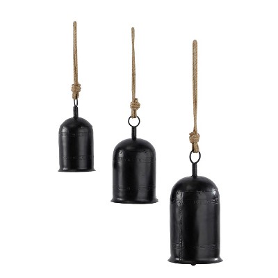 Rustic Cow Bells on Rope Set of 3 - 3, 4, 5 Tall