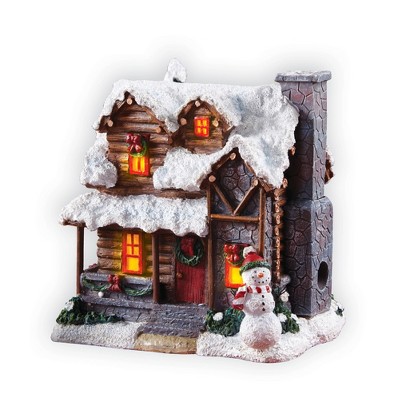 Collections Etc Smoking Country Christmas Cabin Incense Burner 6.5 X 6.5 X 6.75