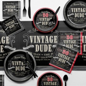 Vintage Dude 50th Birthday Party Supplies Kit - 1 of 4