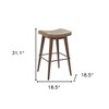 HomeRoots Set of Two 31" Taupe and Walnut Faux Leather and Steel Backless Bar Height Bar Chairs - 3 of 4