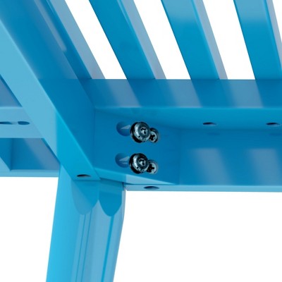 Teal Mid-Century Modern Pine and Birch Entryway Bench