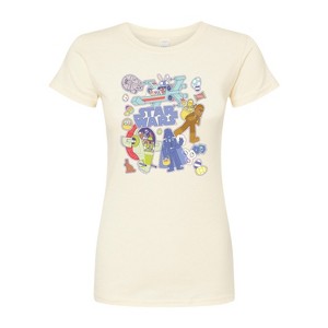 Women's - Star Wars - Easter Sticker -Juniors Fitted Graphic T-Shirt Fitted Graphic T-Shirt - 1 of 3