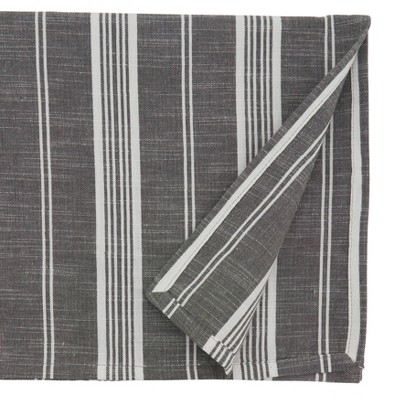 Gray and White Striped Cotton Square Tablecloth