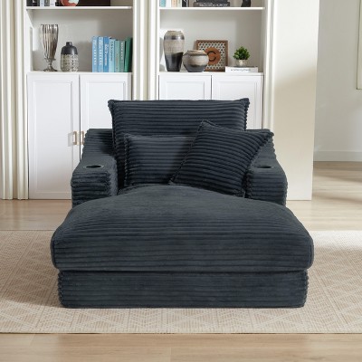 Dolonm Single Recliner, Compression Boneless Sofa, Cup Holder and Side Pocket Design, Corduroy Fabric, Detachable and Washable