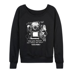 Women's The Black Phone Collage Lightweight French Terry Wide Neck Long Sleeve Graphic Shirt - Black - 2X - 1 of 4