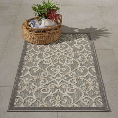 Aloha Scroll High-Low Pile Indoor/Outdoor Rectangular Rug