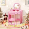 Safstar Kids Vanity Set Desk and Chair Set with Mirror Open Shelf and 4 Storage Drawers - 3 of 4