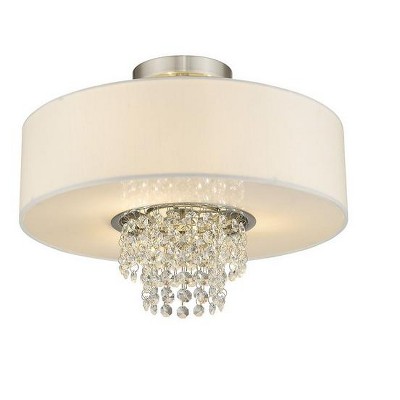 Carlisle Brushed Nickel 3-Light Semi-Flush Mount with Crystal Accents