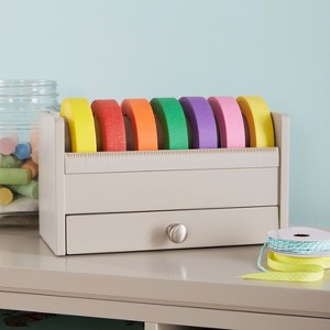 Martha Stewart Kids' Tape Roll Dispenser: Children's Easy-to-Clean Wooden Arts and Crafts Tape Storage with Drawer - 1 of 4