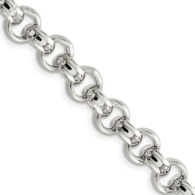 Black Bow Jewelry Men's 9.5mm, Sterling Silver, Hollow Rolo Chain Necklace