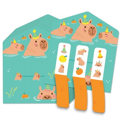 Big Dot of Happiness Capy Birthday - Capybara Party Game Pickle Cards - Pull Tabs 3-in-a-Row - Set of 12