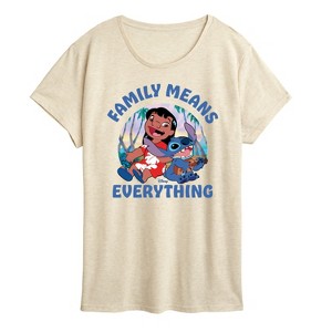 Women's - Lilo and Stitch - Family Means Everything Short Sleeve Graphic T-Shirt - 1 of 3