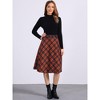 INSPIRE CHIC Women's Tartan Plaid High Waist Belted Vintage A-Line Midi Skirt - 3 of 4