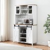 Kitchen Pantry Cabinet with Sliding Barn Door, 70" Farmhouse Coffee Bar Cabinet for Kitchen, Dining Room - 4 of 4