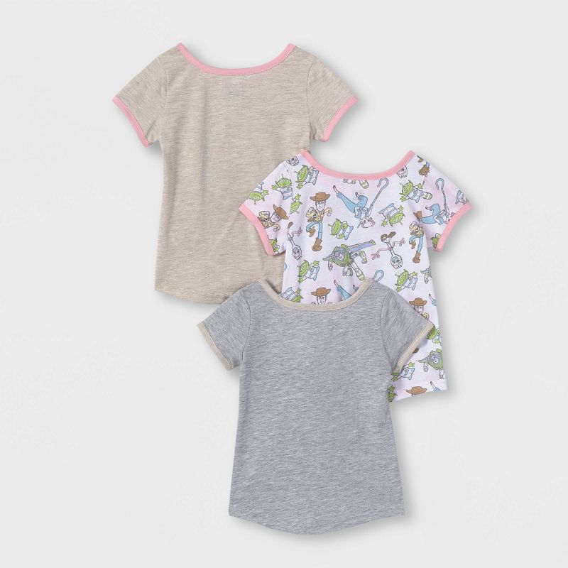 Toddler Girls' 3pk Short Sleeve Toy Story T-Shirt - Pink, 2 of 6