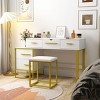 Makeup Vanity Set,Vertical Dressers With Flip-Top Mirror And Stool,Dresser Table With Nightstand And Drawers,Dresser For Bedroom-Cuddlewood - 3 of 4