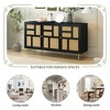 Rattan TV Stand for TVs Up to 55" Aesthetic Rattan Doors Metal Support Legs Handles, Entertainment Center - 2 of 4