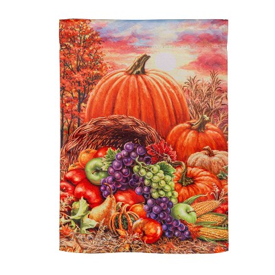 Evergreen Plentiful Harvest Suede Garden Flag 12 x 18 Inches Indoor Outdoor Decor
