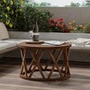 JIONJOY X-Leg Round Coffee Table with Distressed Wood Top - Brown - 4 of 4
