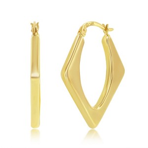 Classic Gold 14K Yellow Gold, Diamond-Shaped 30x24mm Hoop Earrings - Gold - 1 of 3