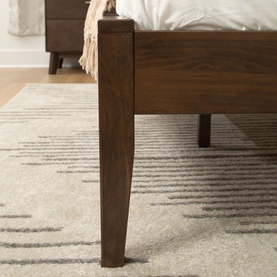 Walnut Queen Solid Pine Wood Bed Frame with Headboard