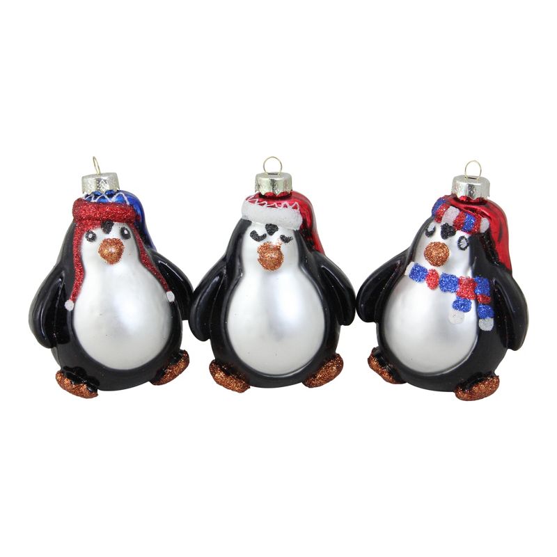 Northlight 3ct Penguin Figure Christmas Ornament Set 3.25" - Black/White, 1 of 4