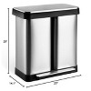 Stainless Steel Dual Compartment Trash Can, 19 Gallon (2 x 36L) Kitchen Recycling Bin - 2 of 4