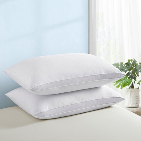 Peace Nest Gusseted Goose Feather Pillows Set Of 2, White Oval Gusset ...