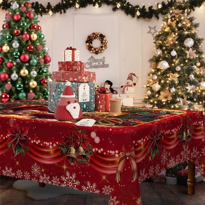 LOVEVOOK Merry Christmas Tablecloth, Snowman Tablecloth, Snowflake Table Cloths Stain Resistant Dining Table Cover for Holiday Decor - 1 of 4