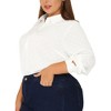 Agnes Orinda Women's Plus Size Swiss Dots Button Down Collar Long Sleeve Shirts - 2 of 4