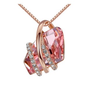 Leafael Wish Stone Pendant Necklace with Birthstone Crystal, 18K Rose Gold Plated/Silvertone, 18" + 2" - 1 of 4