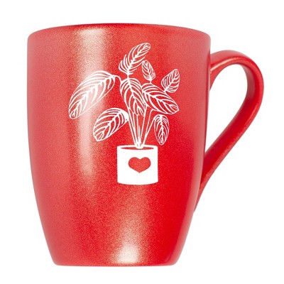 Elanze Designs Botanical Foliage Nature Coffee Cup Mug 10 Ounce Ceramic With Shimmery Metallic Finish Elegant Minimalist Calathea in Heart Planter