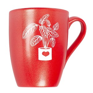 Elanze Designs Botanical Foliage Nature Coffee Cup Mug 10 Ounce Ceramic With Shimmery Metallic Finish Elegant Minimalist Calathea in Heart Planter - 1 of 4