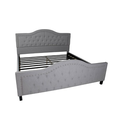 Virgil Upholstered Traditional Bed Set King Light Gray - Christopher Knight Home: Elegant Retro Design, Birch Frame, No Box Spring Needed