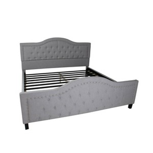 Virgil Upholstered Traditional Bed Set King Light Gray - Christopher Knight Home: Elegant Retro Design, Birch Frame, No Box Spring Needed - 1 of 4