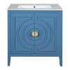 YOOCOZZ 30" Freestanding Bathroom Storage Cabinet with Sink,2 Large Soft Closing Doors,1 Hided Drawer and Adjustable Shelf-Blue - 4 of 4