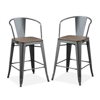 Set of 2 Gregg Industrial Counter Height Barstools Gray - HOMES: Inside + Out